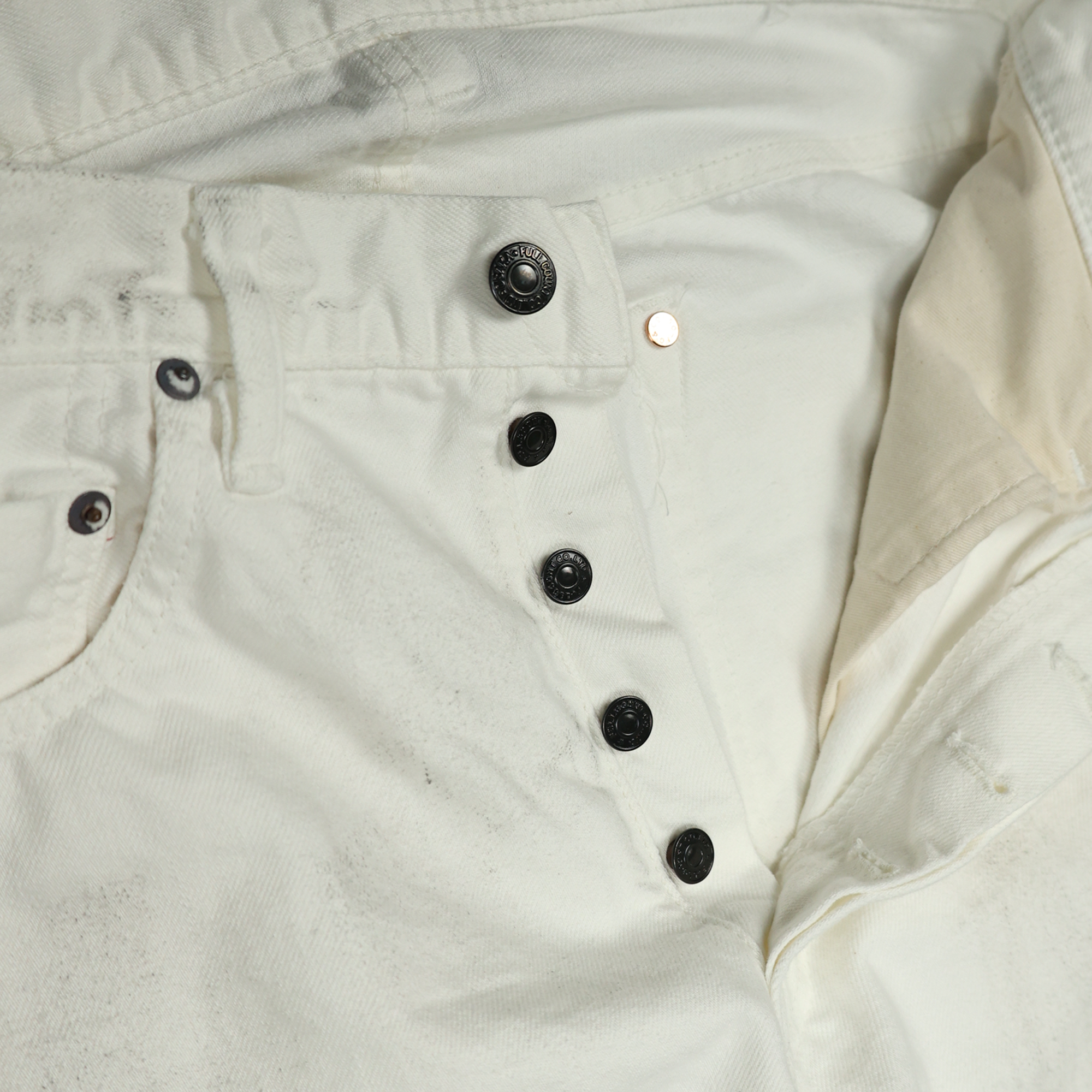【WOOHWA】WHITE BRUSH DENIM PT Studio D'Artisan FB-909 High Rise Tapered 14 Oz Denim White