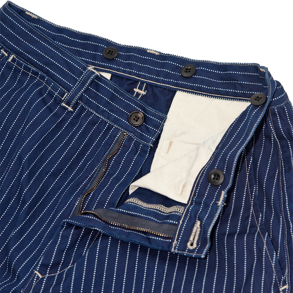2023AW】(Pre-Order)1128-4 Indigo Wabash Stripe Farmers Trousers