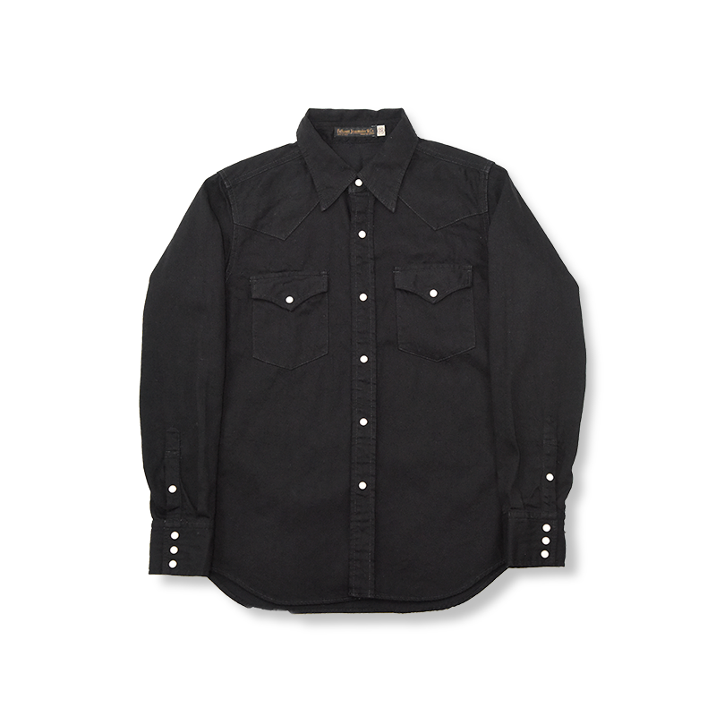 4894BKBK Black Black Denim Western Shirt