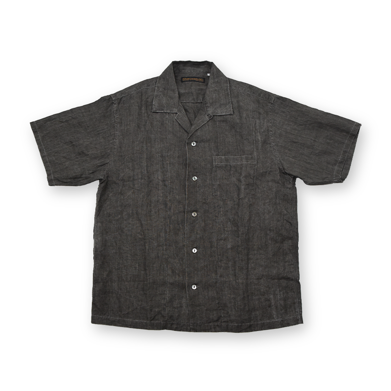 【2023SS】4075-1 Ink-Cake Dye Linen Open Collar Shirt