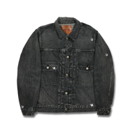 2102BKHW-SP - Type 2 Black Denim Jacket Dartford Splatter