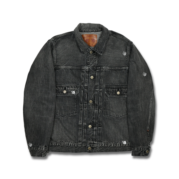 2102BKHW-SP - Type 2 Black Denim Jacket Dartford Splatter