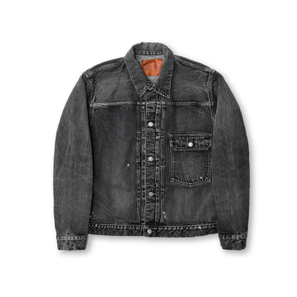 2107BKHW-SP - Type 1 Black Denim Jacket Dartford Splatter