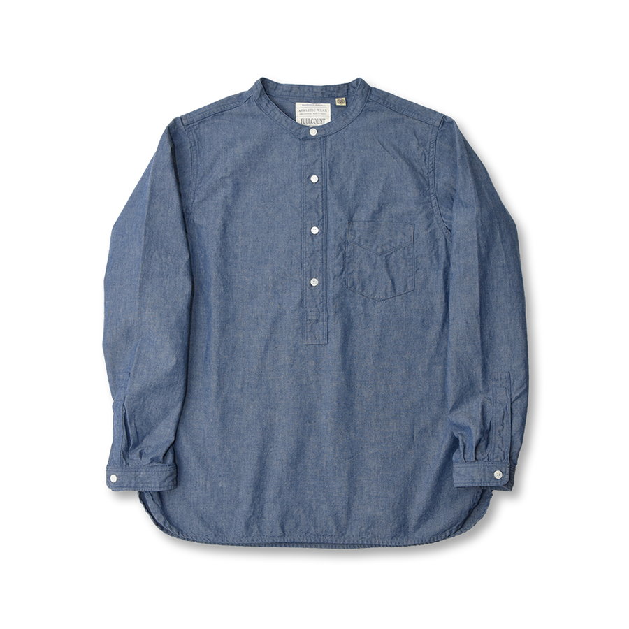 4900-21 - Stand Collar Chambray Shirt - – FULLCOUNT 4900-21 - Stand Collar Chambray Shirt - – FULLCOUNT