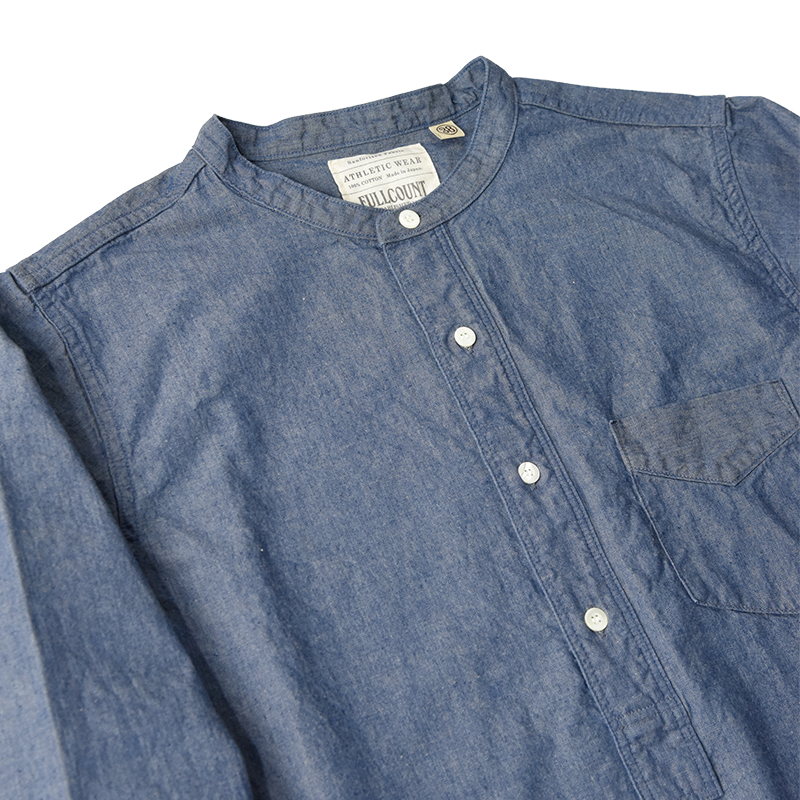 4900-21 - Stand Collar Chambray Shirt - – FULLCOUNT