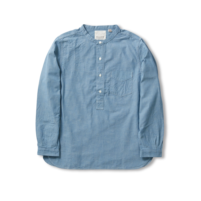 4900 - Stand Collar Chambray Shirt (Blue)