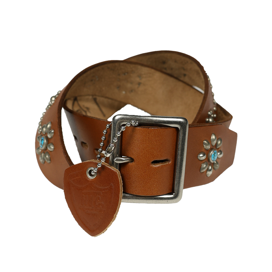 [2025SS] 6214HTC - Turquoise Flower Studs Belt by Zip Stevenson HTC