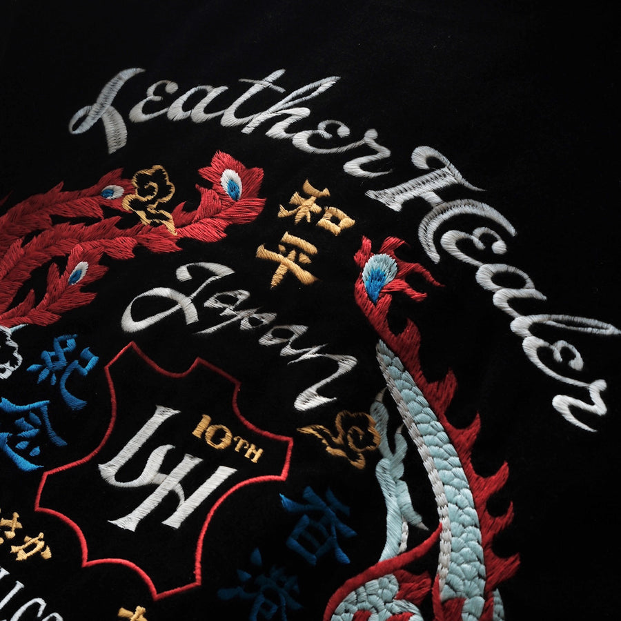 2000LH LEATHER HEALER x FULL COUNT Dragon & Phoenix Souvenir Jacket & Souvenir Porcelain Plate Set