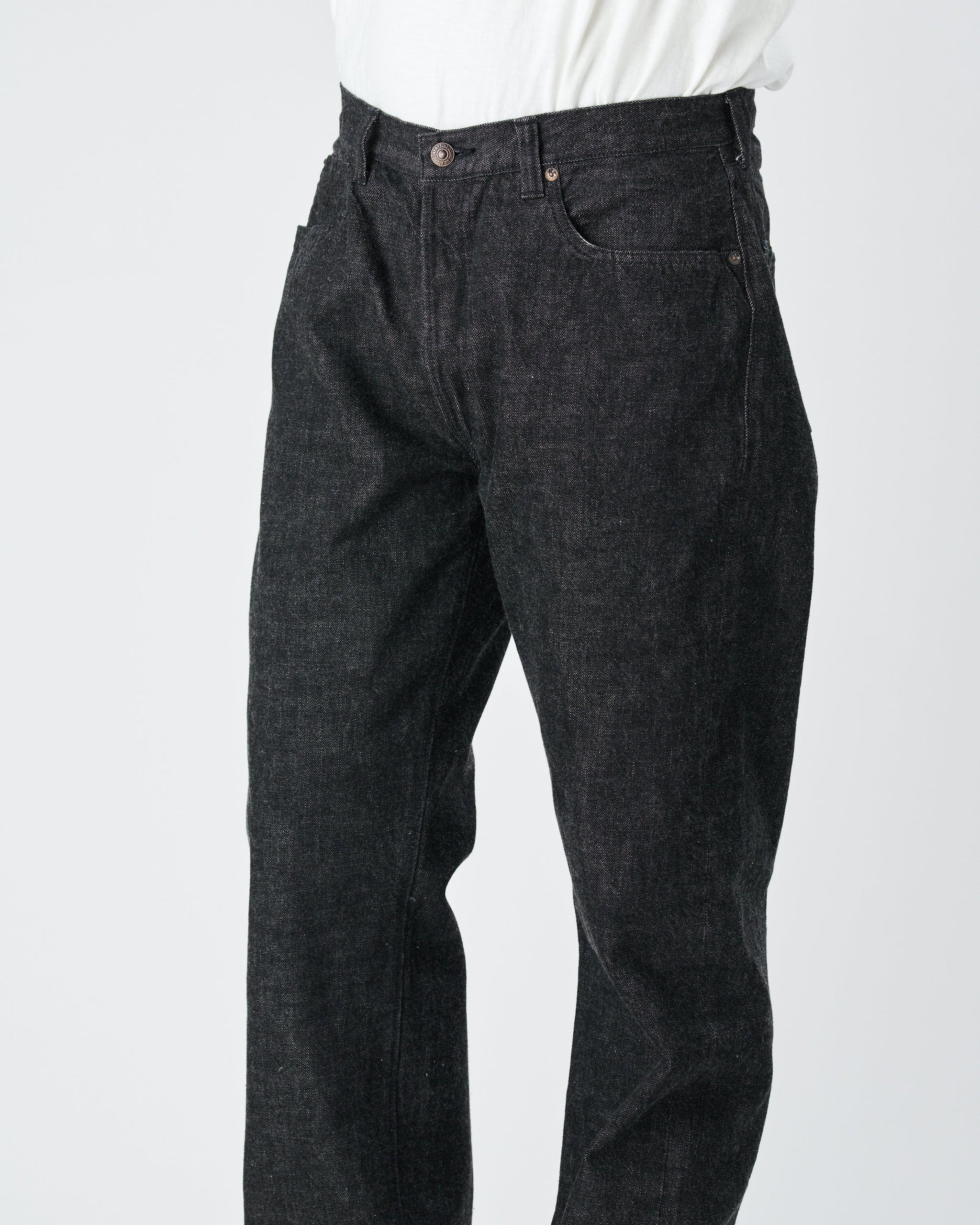 0105BK - Wide Black Denim - – FULLCOUNT