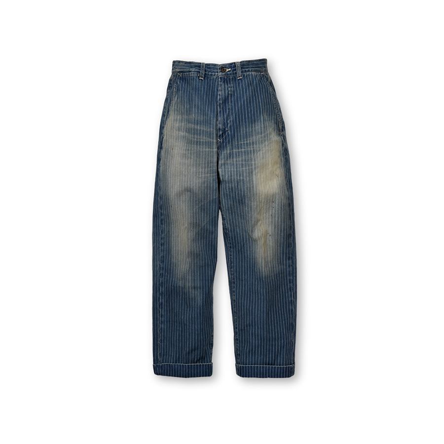 【2023AW】1128HW-4 Indigo Wabash Stripe Farmers Trousers Hand Wash