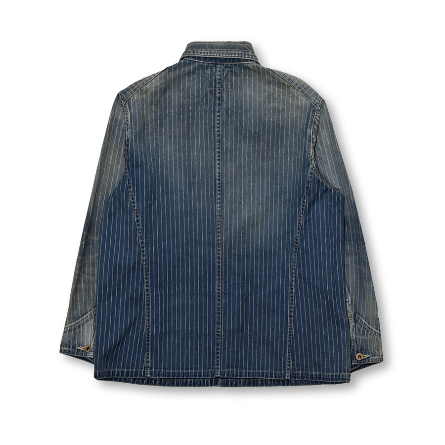 [Restocked]【2023AW】2033HW-1 Indigo Wabash Stripe Chore Jacket Hand Wash