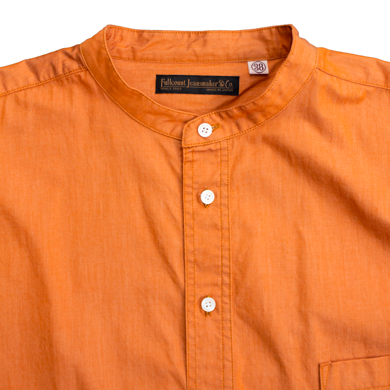 4065-2 Relax Light Denim Band Collar Long Shirt.
