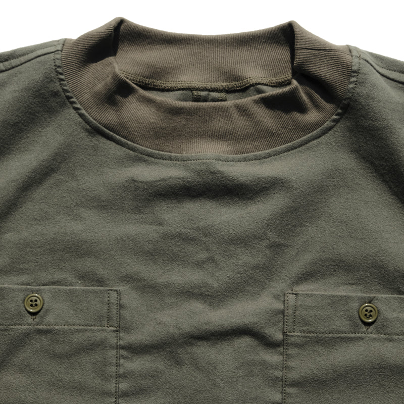 4069-1 Plain Cotton Flannel Pullover Mock Neck Shirt